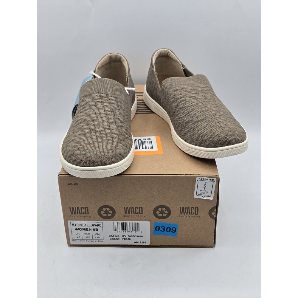 Revitalign Mariner‎ Knit Leopard Slip On Orthotic Sneakers Women's 6B  Gray